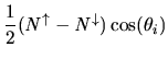 $\displaystyle \frac{1}{2}({\it N}^{\uparrow} - {\it N}^{\downarrow})\cos(\theta_{i})$