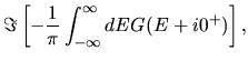 $\displaystyle \Im\left[
-\frac{1}{\pi}\int_{-\infty}^{\infty}dE G(E+i0^+)
\right],$