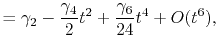 $\displaystyle = \gamma_2 - \frac{\gamma_4}{2} t^2 + \frac{\gamma_6}{24} t^4 + O(t^6) ,$