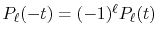 $ P_\ell(-t) = (-1)^\ell P_\ell(t)$