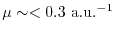 $ \mu \sim < 0.3 \ \mathrm{a.u.}^{-1}$