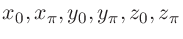 $x_{0},x_{\pi},y_{0},y_{\pi},z_{0},z_{\pi}$