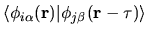 $\displaystyle \langle \phi_{i\alpha}({\bf r})
\vert
\phi_{j\beta}({\bf r}-{\bf\tau})
\rangle$