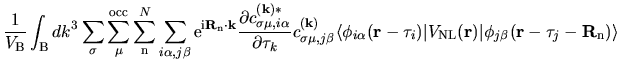 $\displaystyle \frac{1}{V_{\rm B}}
\int_{{\rm B}}dk^{3}
\sum_{\sigma}
\sum_{\mu}...
...L}}({\bf r})
\vert
\phi_{j\beta}({\bf r}-{\bf\tau}_{j}-{\bf R}_{\rm n})
\rangle$