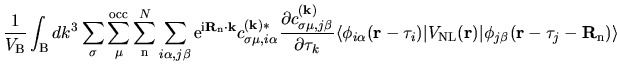 $\displaystyle \frac{1}{V_{\rm B}}
\int_{{\rm B}}dk^{3}
\sum_{\sigma}
\sum_{\mu}...
...L}}({\bf r})
\vert
\phi_{j\beta}({\bf r}-{\bf\tau}_{j}-{\bf R}_{\rm n})
\rangle$