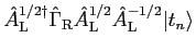 $\displaystyle {\hat A}^{1/2 \dagger}_{\rm L} {\hat \Gamma}_{\rm R} {\hat A}^{1/2}_{\rm L} {\hat A}^{-1/2}_{\rm L} \vert t_n \rangle$